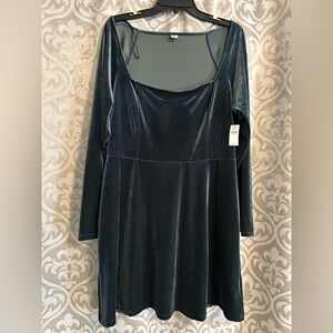 Green Velvet Mini Dress